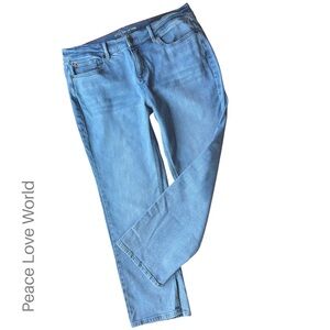 PEACE LOVE WORLD | INSIDE SLIT JEANS LIKE NEW MID-RISE FIVE POCKET | 14 PETITE